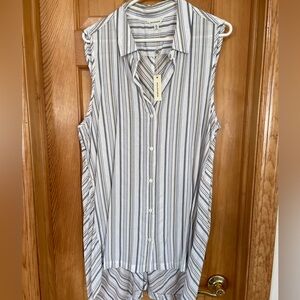NWT Women’s Max Studio Striped Button Front High/Low Shirt